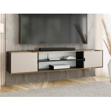 Atvērts TV galdiņš ar zelta malu LUNO 4, Melns/Kašmirs